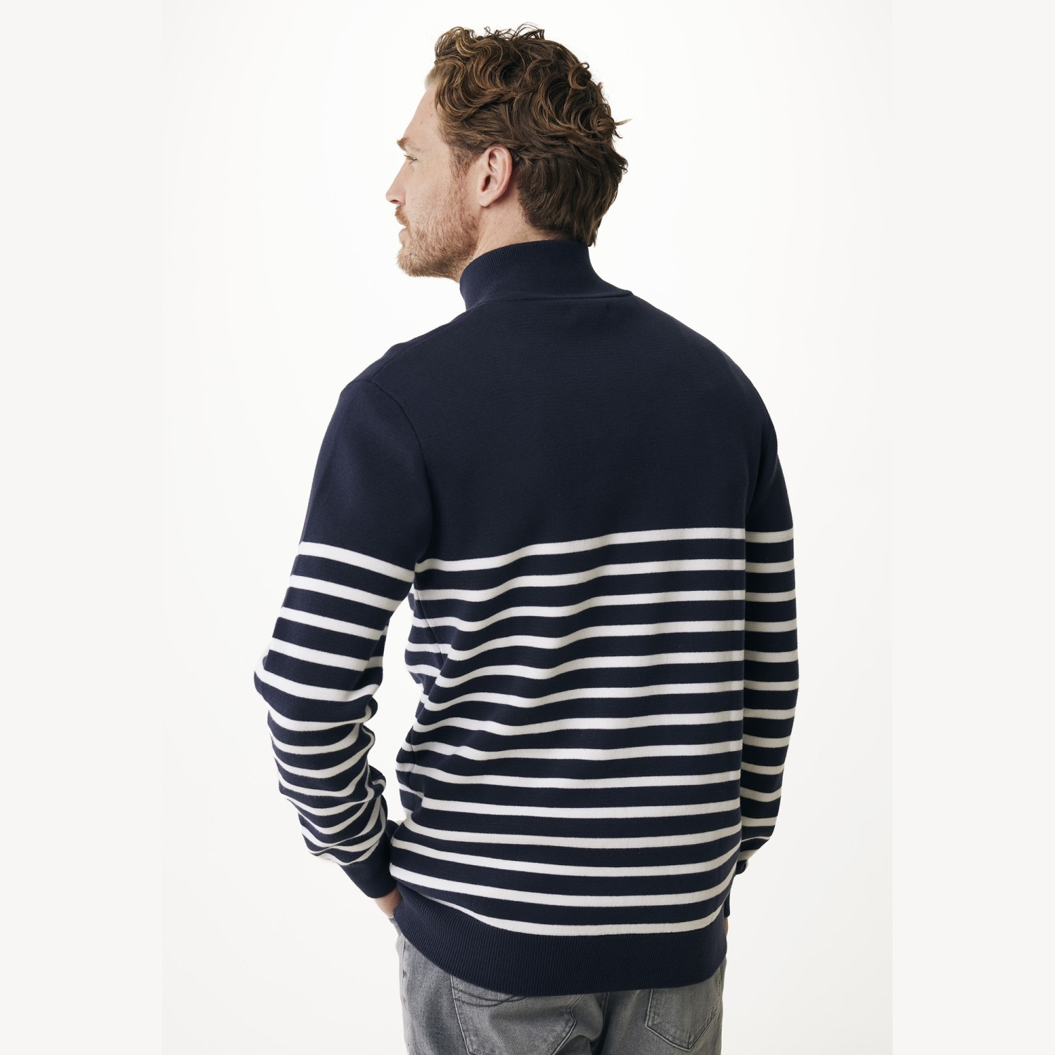 Ανδρική Ριγέ Μπλούζα Half Zip MEXX