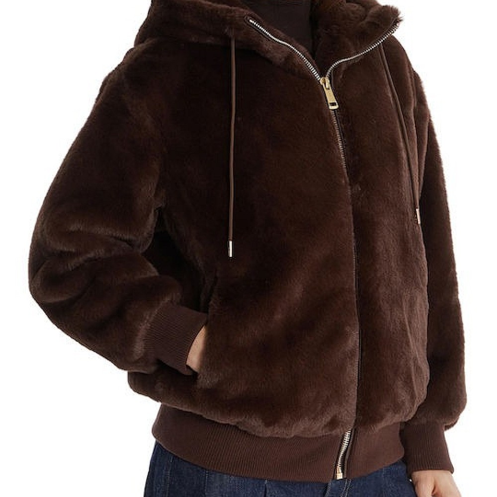 Γυναικείο Μπουφάν Faux Fur με Κουκούλα GUESS