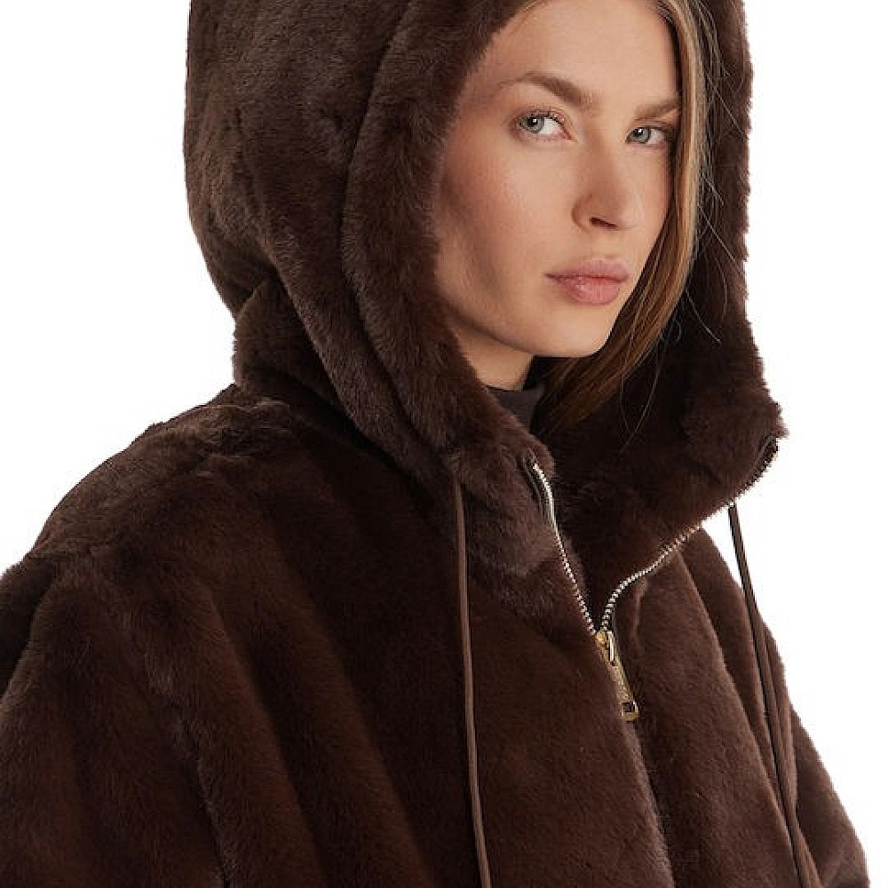 Γυναικείο Μπουφάν Faux Fur με Κουκούλα GUESS