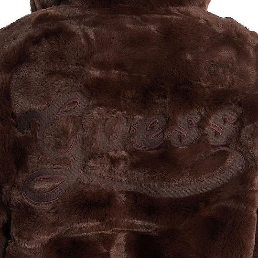 Γυναικείο Μπουφάν Faux Fur με Κουκούλα GUESS