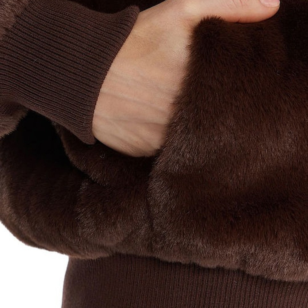 Γυναικείο Μπουφάν Faux Fur με Κουκούλα GUESS