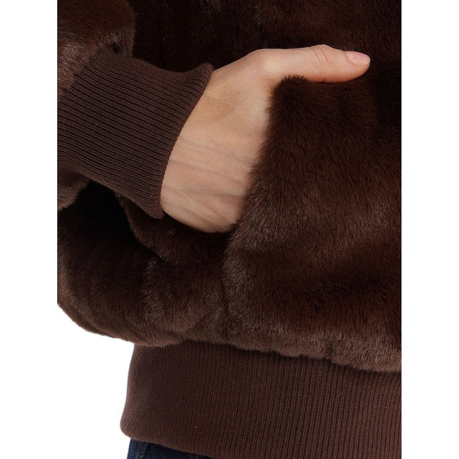 Γυναικείο Μπουφάν Faux Fur με Κουκούλα GUESS