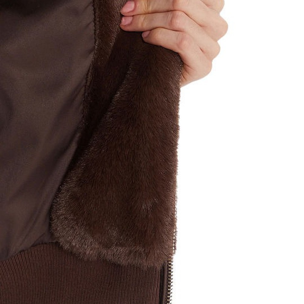 Γυναικείο Μπουφάν Faux Fur με Κουκούλα GUESS