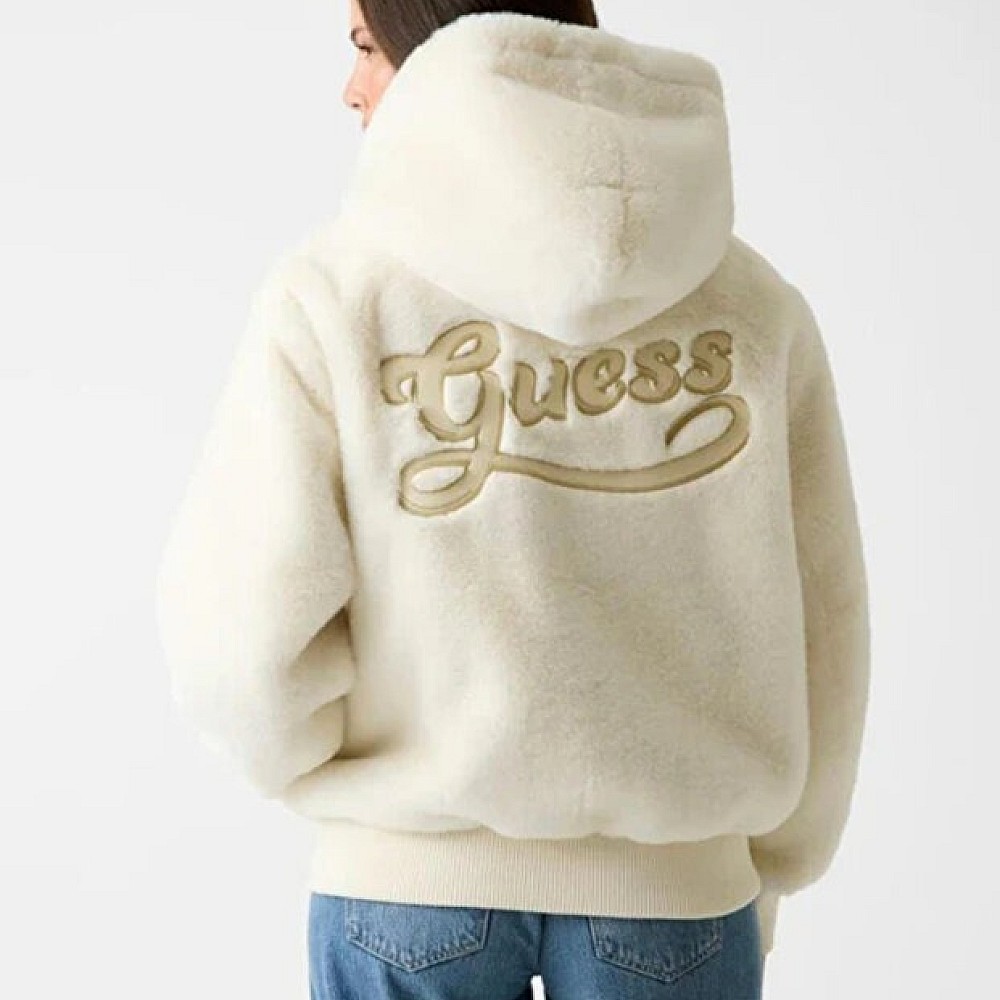 Γυναικείο Μπουφάν Faux Fur με Κουκούλα GUESS