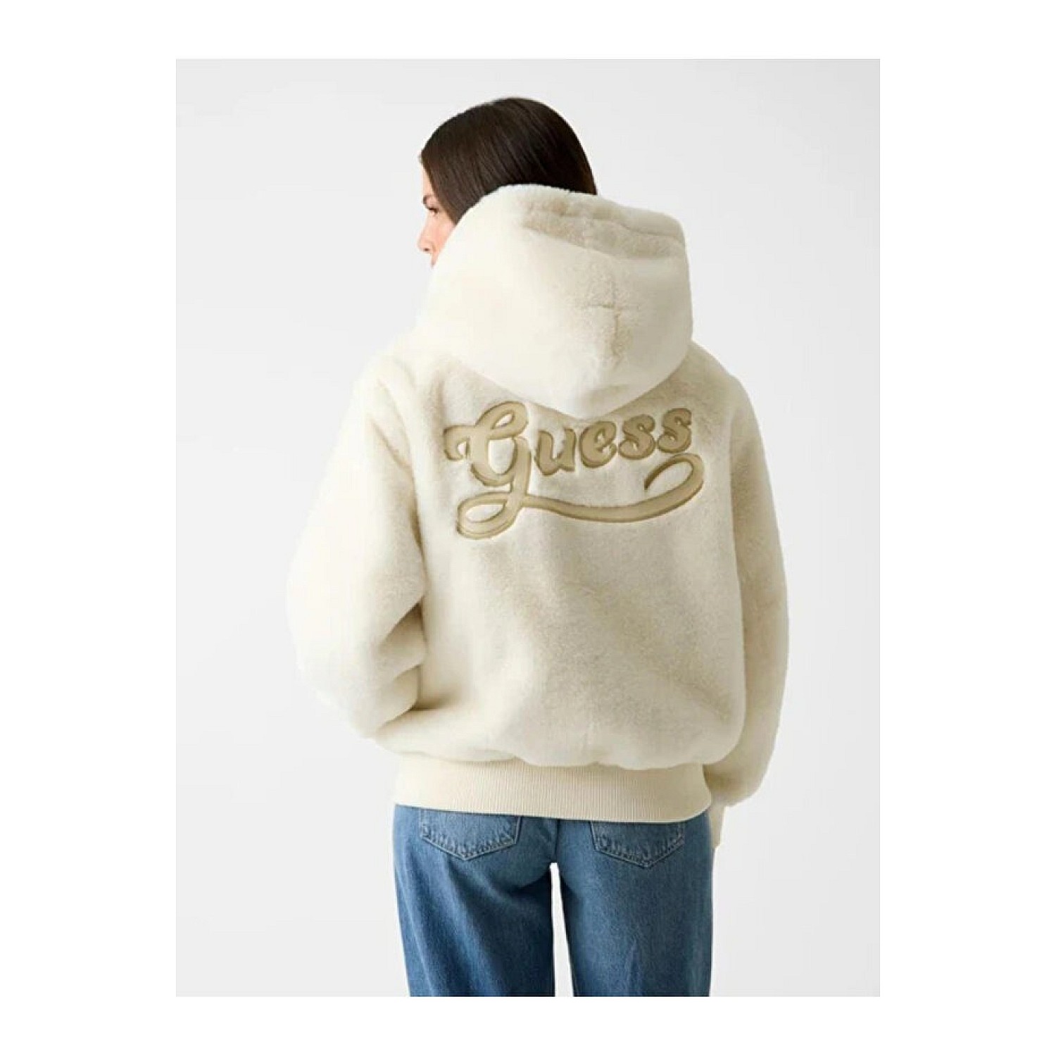 Γυναικείο Μπουφάν Faux Fur με Κουκούλα GUESS