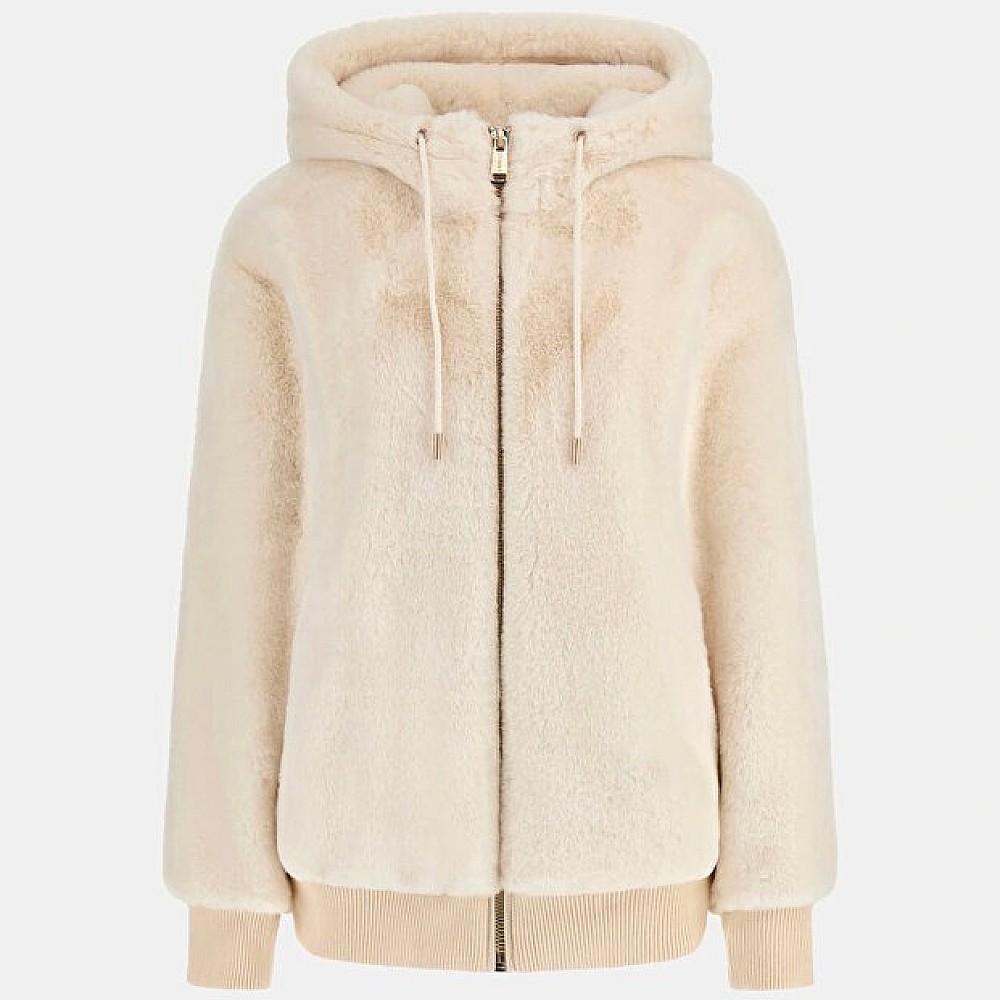 Γυναικείο Μπουφάν Faux Fur με Κουκούλα GUESS