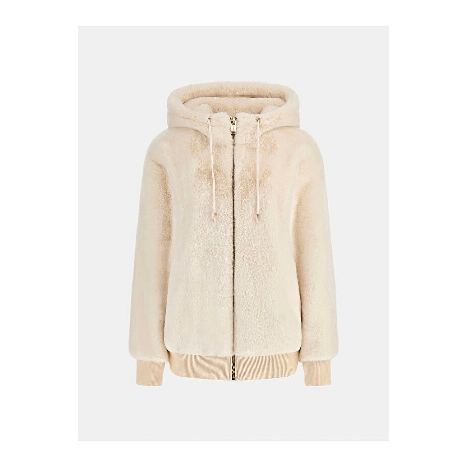Γυναικείο Μπουφάν Faux Fur με Κουκούλα GUESS