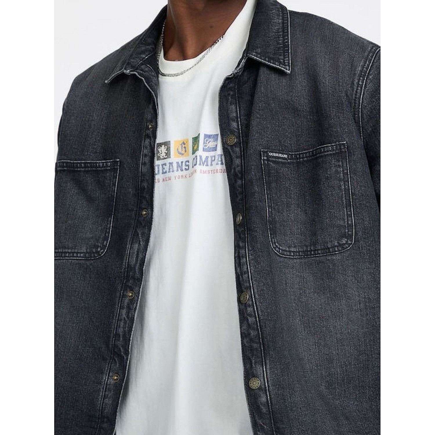 Ανδρικό Τζιν Πουκαμισό Μπουφάν με Τσέπες GUESS