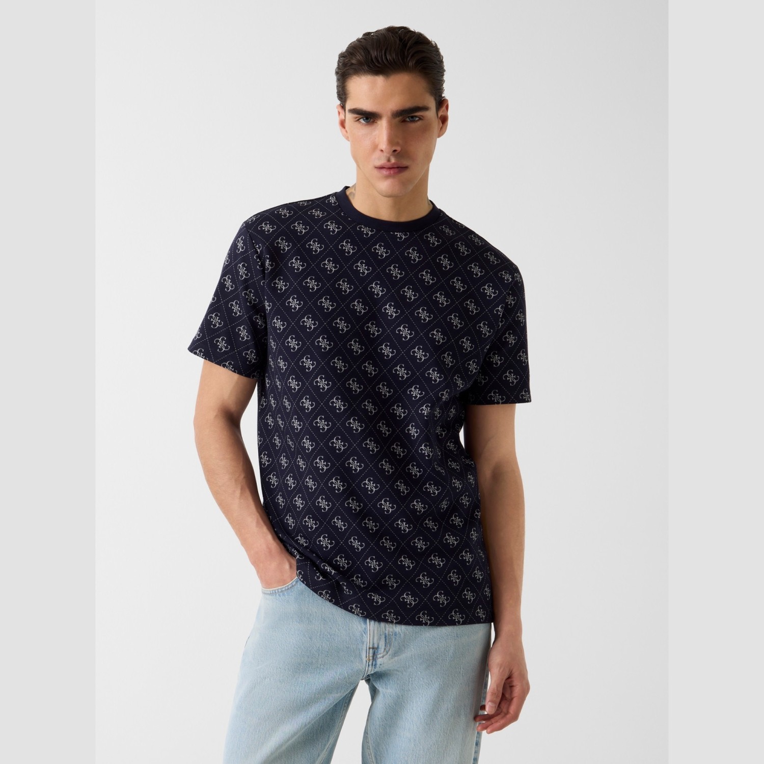 Ανδρική Κοντομάνικη Μπλούζα με Print 4G GUESS