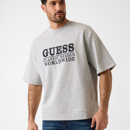 Ανδρική Oversized Μπλούζα Φούτερ με Κέντημα GUESS