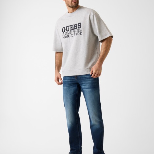 Ανδρική Oversized Μπλούζα Φούτερ με Κέντημα GUESS