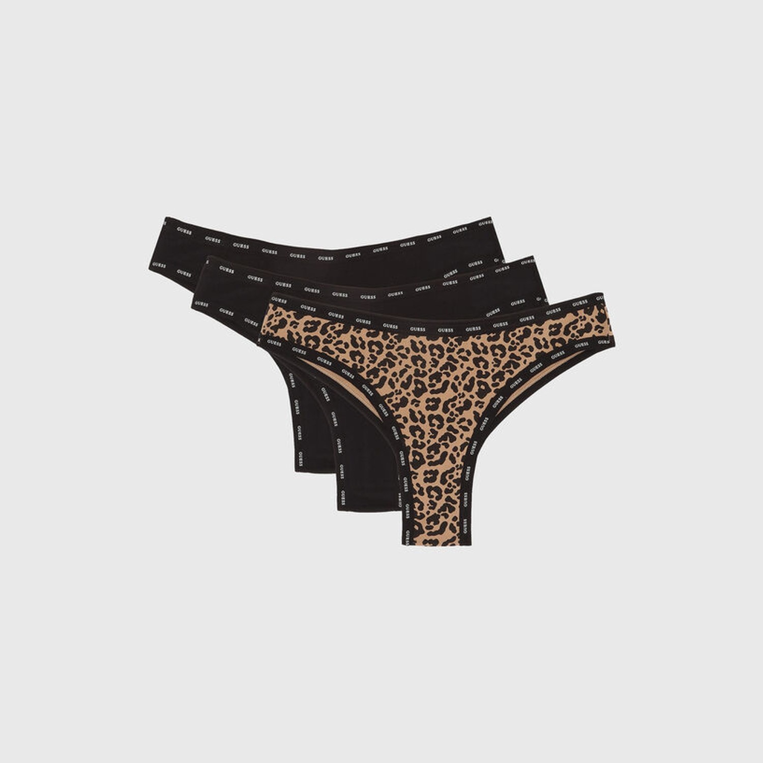 Γυναικεία Σλιπ Brazilian με Print Λεοπάρ GUESS Σετ 3 Τεμαχίων
