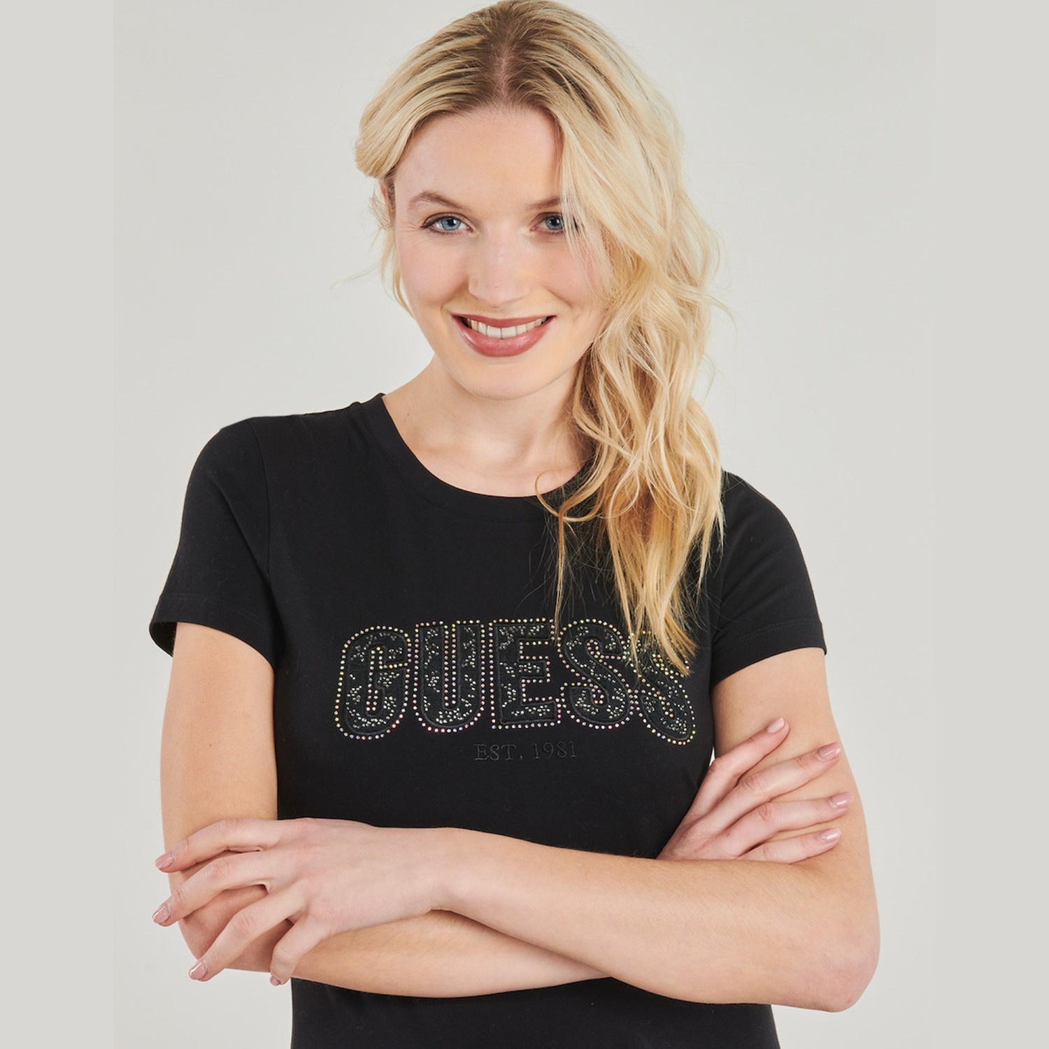 Γυναικεία Κοντομάνικη Μπλούζα με Λογότυπο GUESS