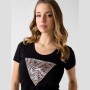 Γυναικεία Κοντομάνικη Μπλούζα με Τύπωμα Triangle GUESS