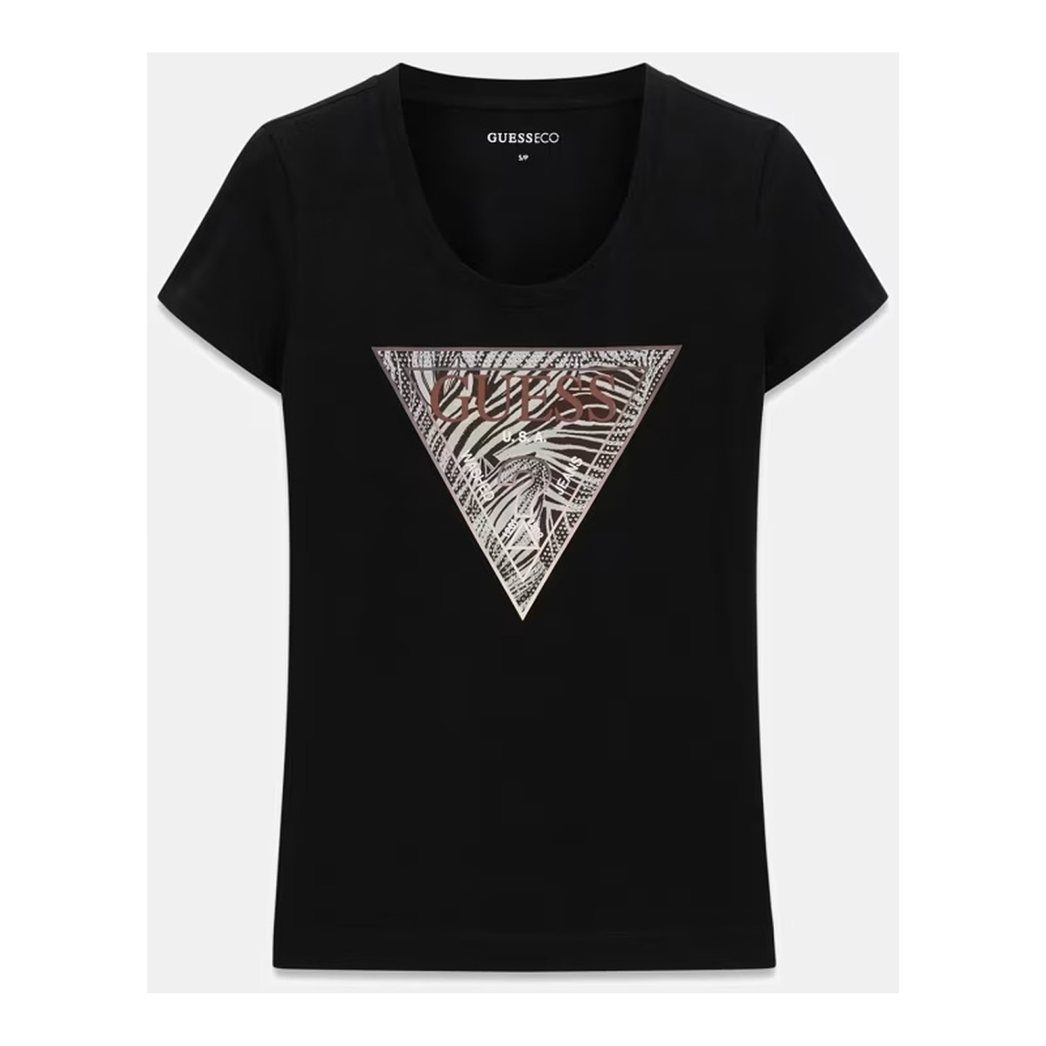 Γυναικεία Κοντομάνικη Μπλούζα με Τύπωμα Triangle GUESS