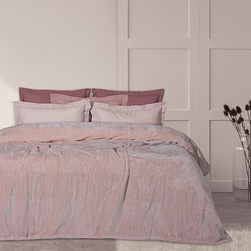 DAS HOME ΚΟΥΒΕΡΤΑ VELOUR MONH 1346 PINK