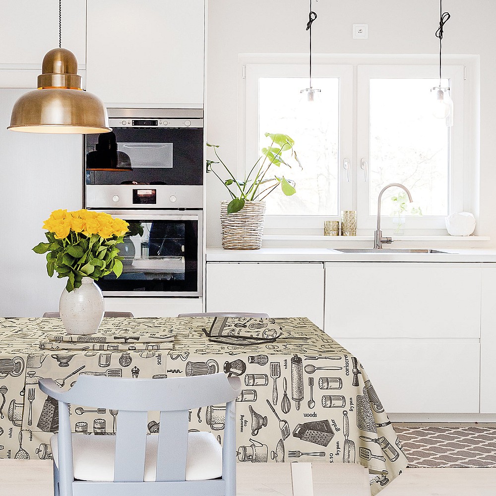 DAS HOME ΤΡΑΠΕΖΟΜΑΝΤΗΛΟ 140Χ220 0721 ΚΡΕΜ, ΜΑΥΡΟ