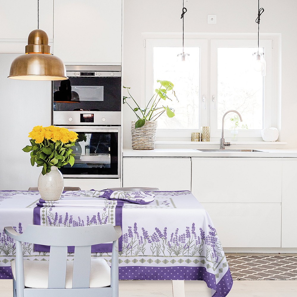 DAS HOME ΤΡΑΠΕΖΟΜΑΝΤΗΛΟ 140Χ220 0722 ΛΕΥΚΟ, ΜΩΒ, ΠΡΑΣΙΝΟ