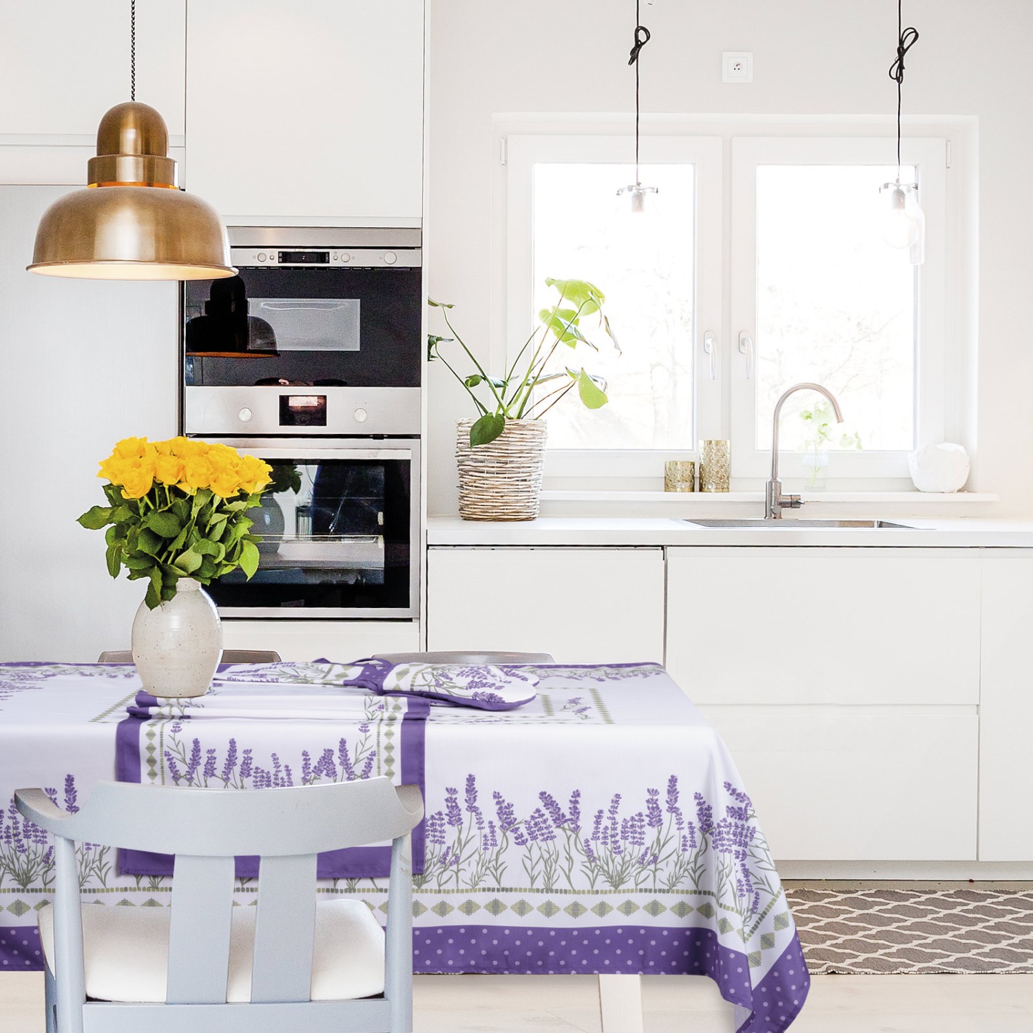 DAS HOME ΤΡΑΠΕΖΟΜΑΝΤΗΛΟ 140Χ220 0722 ΛΕΥΚΟ, ΜΩΒ, ΠΡΑΣΙΝΟ