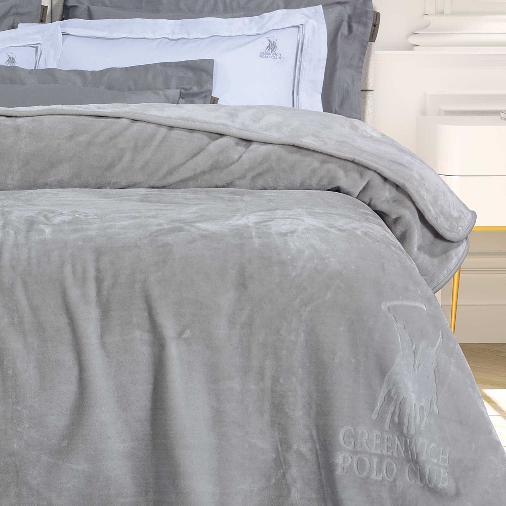 GREENWICH POLO CLUB ΚΟΥΒΕΡΤΑ VELOUR ΥΠΕΡΔΙΠΛH ESSENTIAL 3442 LIGHT GREY