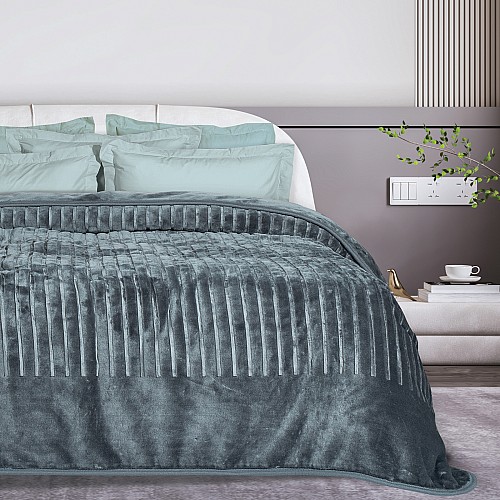 DAS HOME ΚΟΥΒΕΡΤΑ VELOUR MONH 1349 DARK GREY