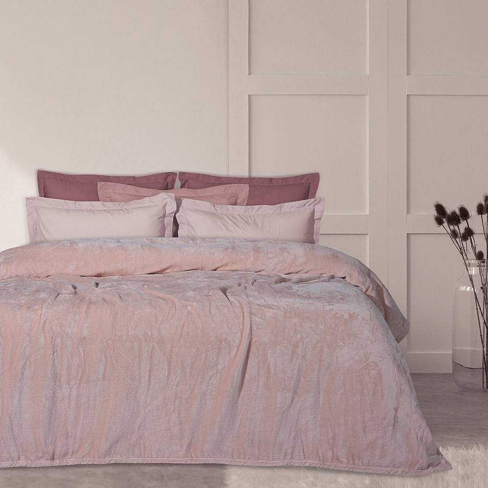 DAS HOME ΚΟΥΒΕΡΤΑ VELOUR ΥΠΕΡΔΙΠΛΗ 1346 PINK