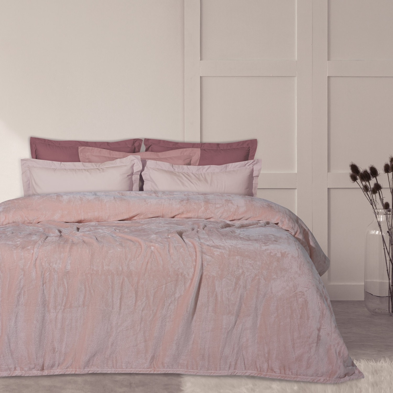 DAS HOME ΚΟΥΒΕΡΤΑ VELOUR ΥΠΕΡΔΙΠΛΗ 1346 PINK