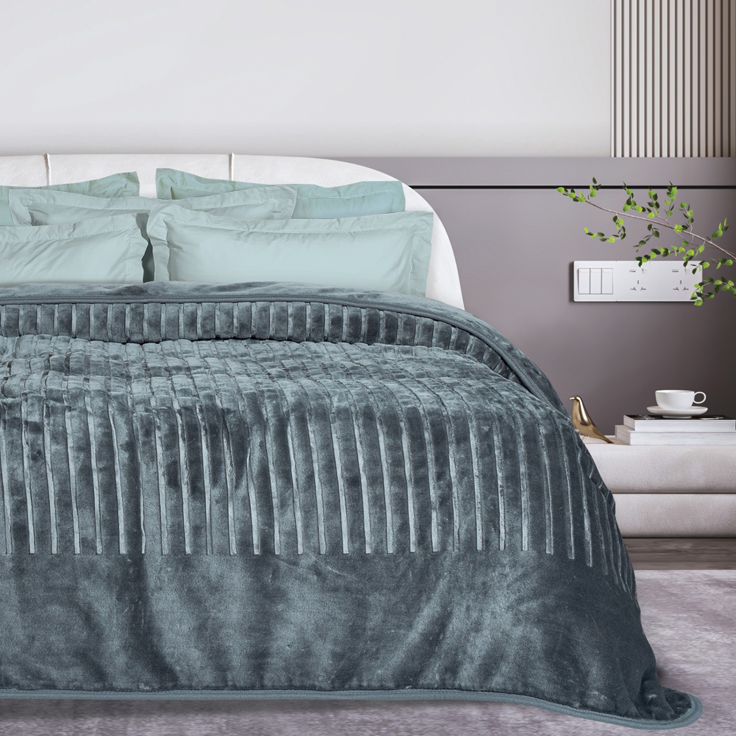DAS HOME ΚΟΥΒΕΡΤΑ VELOUR ΥΠΕΡΔΙΠΛΗ 1349 DARK GREY