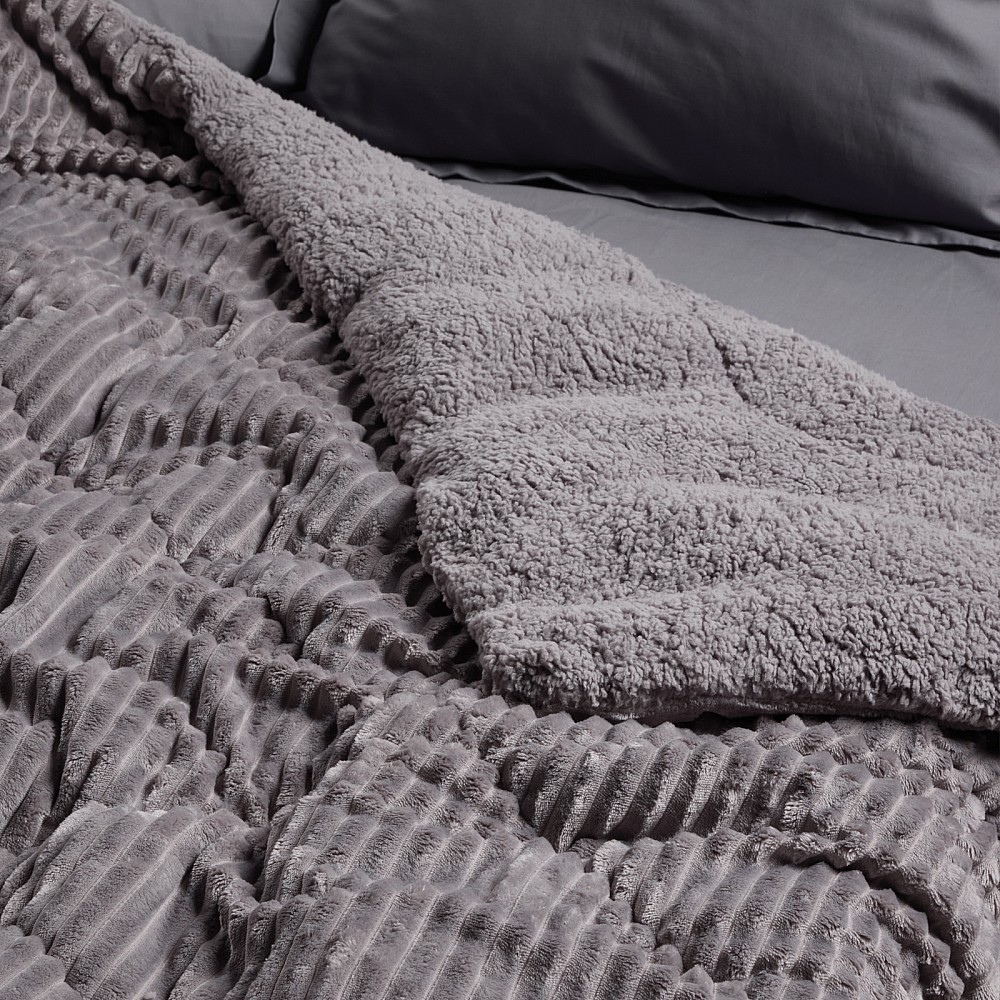 DAS HOME ΚΟΥΒΕΡΤΟΠΑΠΛΩΜΑ SHERPA ΥΠΕΡΔΙΠΛΟ 1365 GREY