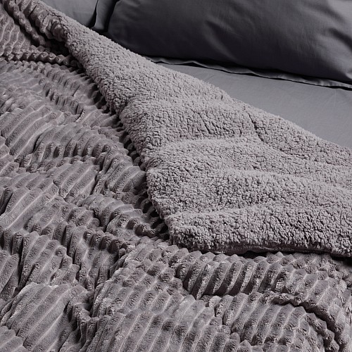 DAS HOME ΚΟΥΒΕΡΤΟΠΑΠΛΩΜΑ SHERPA ΥΠΕΡΔΙΠΛΟ 1365 GREY