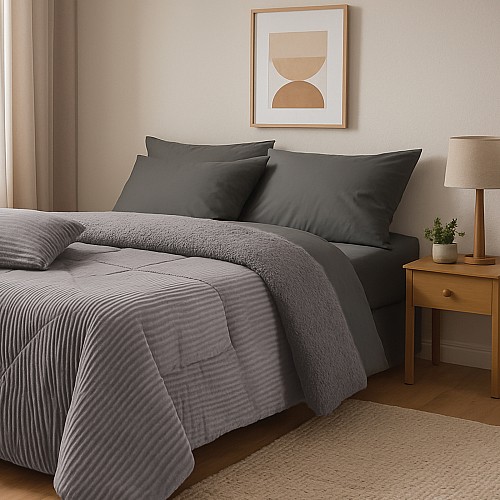 DAS HOME ΚΟΥΒΕΡΤΟΠΑΠΛΩΜΑ SHERPA ΥΠΕΡΔΙΠΛΟ 1365 GREY