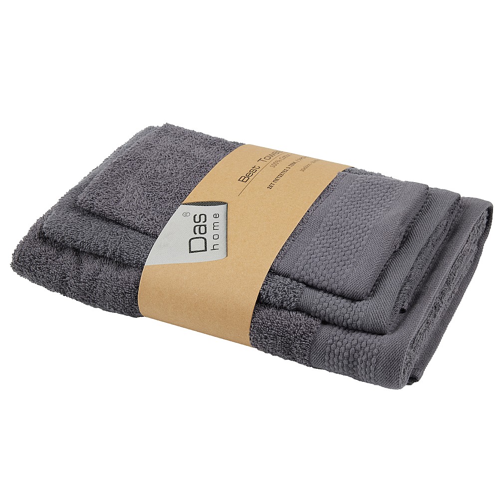 DAS HOME ΣΕΤ ΠΕΤΣΕΤΕΣ 3ΤΕΜΑΧΙΩΝ BEST 0835 DARK GREY