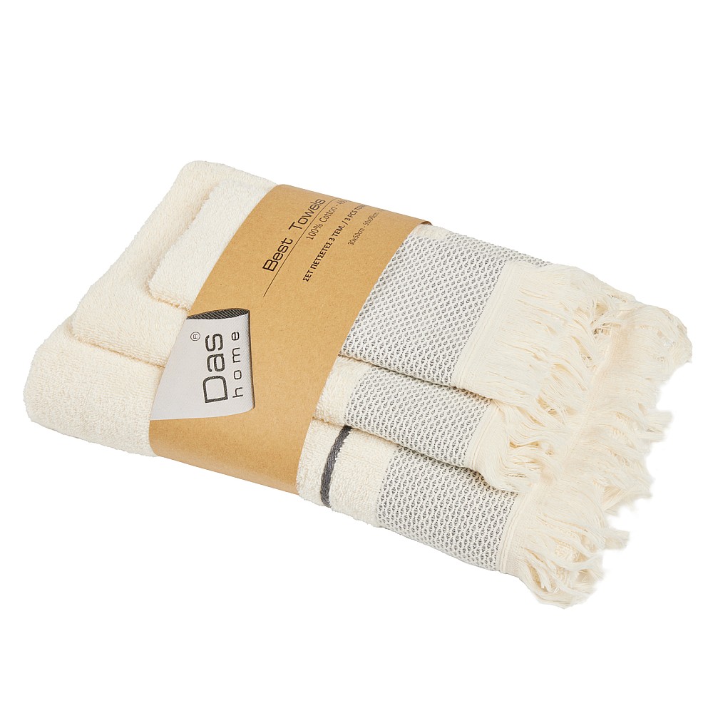 DAS HOME ΣΕΤ ΠΕΤΣΕΤΕΣ 3ΤΕΜΑΧΙΩΝ BEST 0840 IVORY