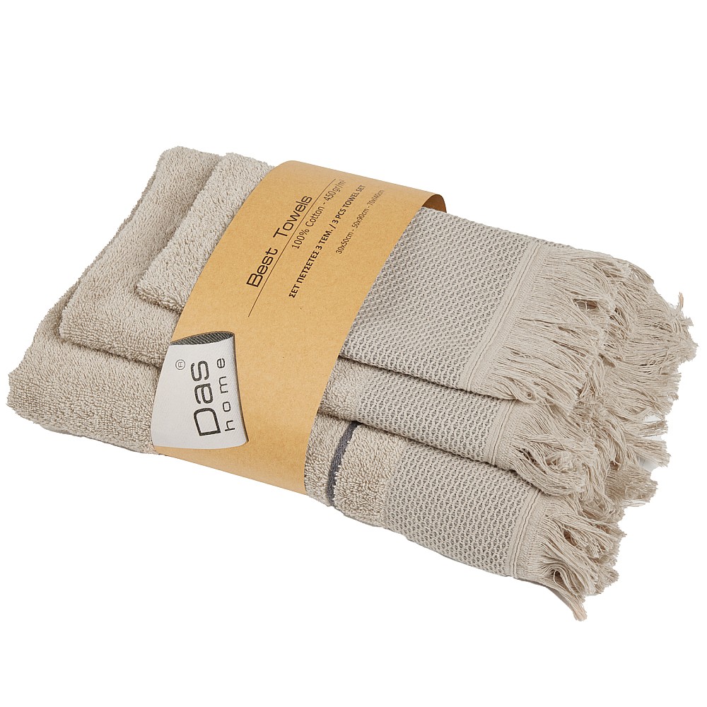 DAS HOME ΣΕΤ ΠΕΤΣΕΤΕΣ 3ΤΕΜΑΧΙΩΝ BEST 0842 TAUPE