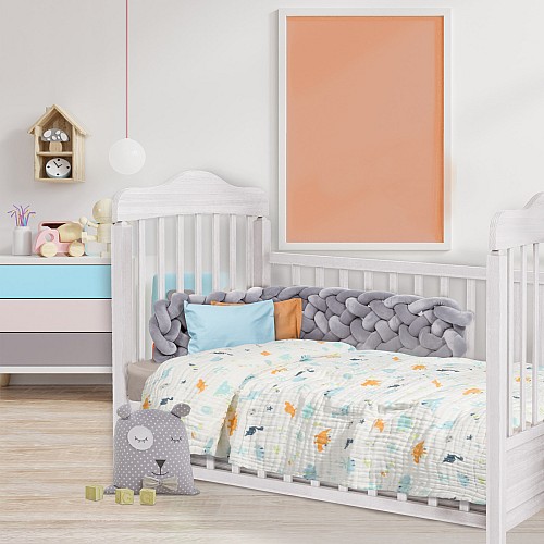 DAS BABY ΚΟΥΒΕΡΤΑ-ΜΟΥΣΕΛΙΝΑ ΚΟΥΝΙΑΣ RELAX 6623 ΛΕΥΚΟ, ΜΠΛΕ, ΠΟΡΤΟΚΑΛΙ