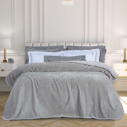 GREENWICH POLO CLUB ΚΟΥΒΕΡΤΑ VELOUR ΥΠΕΡΔΙΠΛH ESSENTIAL 3442 LIGHT GREY