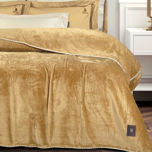 GREENWICH POLO CLUB ΚΟΥΒΕΡΤΑ FLEECE 220X240 ESSENTIAL 4441 OCHRE