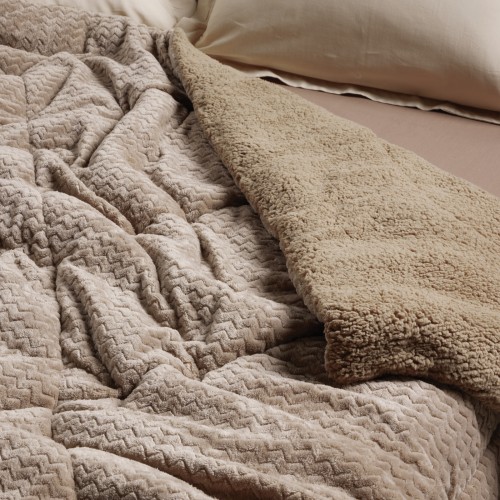 DAS HOME ΚΟΥΒΕΡΤΟΠΑΠΛΩΜΑ SHERPA ΥΠΕΡΔΙΠΛΟ 1367 TAUPE