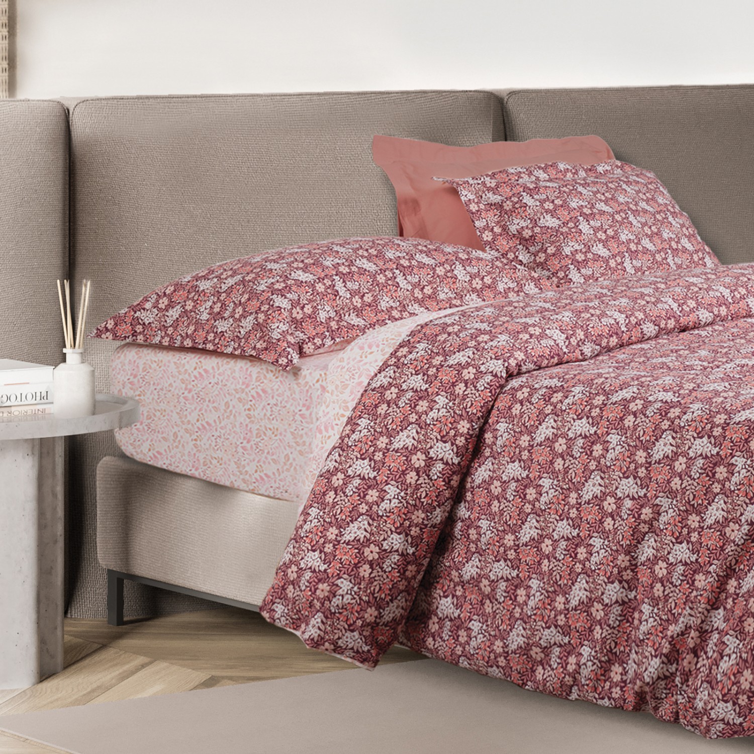 DAS HOME ΣΕΤ ΣΕΝΤΟΝΙΑ ΥΠΕΡΔΙΠΛΑ ΜΕ ΛΑΣΤΙΧΟ CASUAL 5433 BORDEAUX, NUDE
