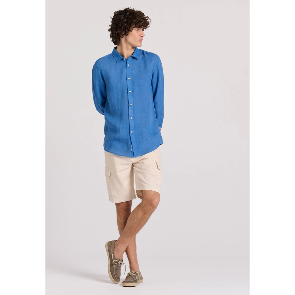 FUNKY BUDDHA Ανδρικό Garment Dyed Λινό Πουκάμισο FBM009-001-05
