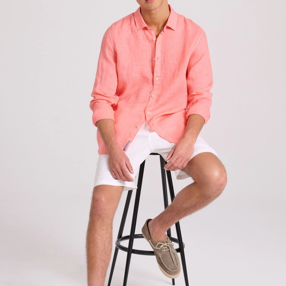 FUNKY BUDDHA Ανδρικό Garment Dyed Λινό Πουκάμισο FBM009-001-05