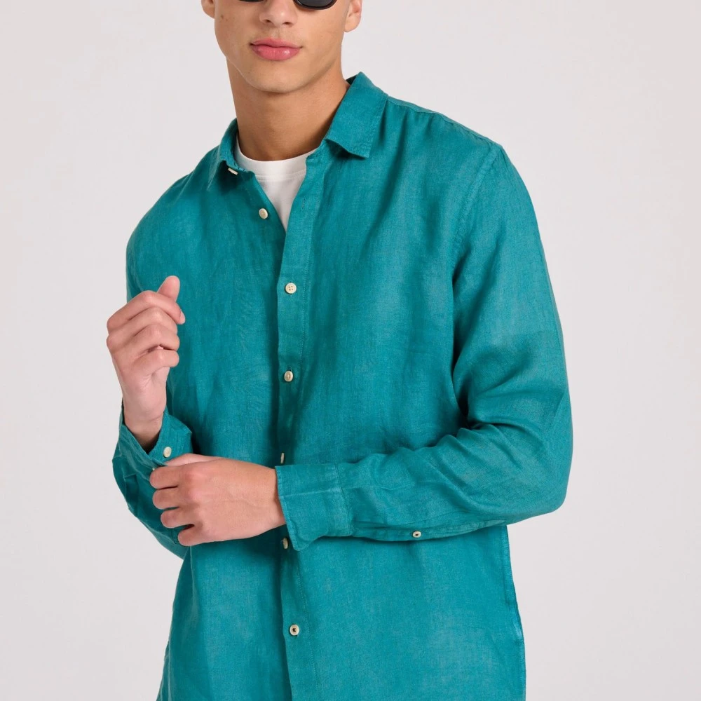 FUNKY BUDDHA Ανδρικό Garment Dyed Λινό Πουκάμισο FBM009-001-05