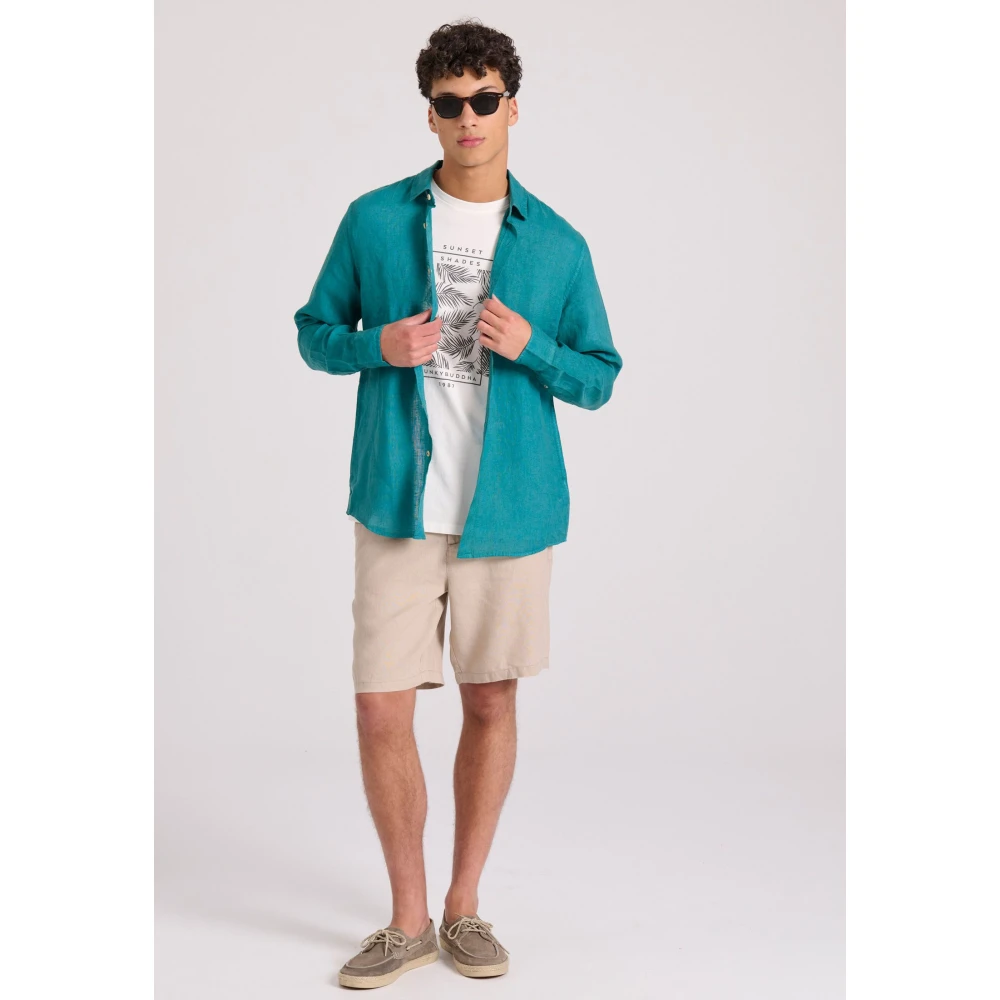 FUNKY BUDDHA Ανδρικό Garment Dyed Λινό Πουκάμισο FBM009-001-05