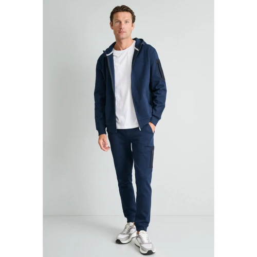 NAVY & GREEN Ζακέτα Φερμουάρ με Κουκούλα Ανδρική