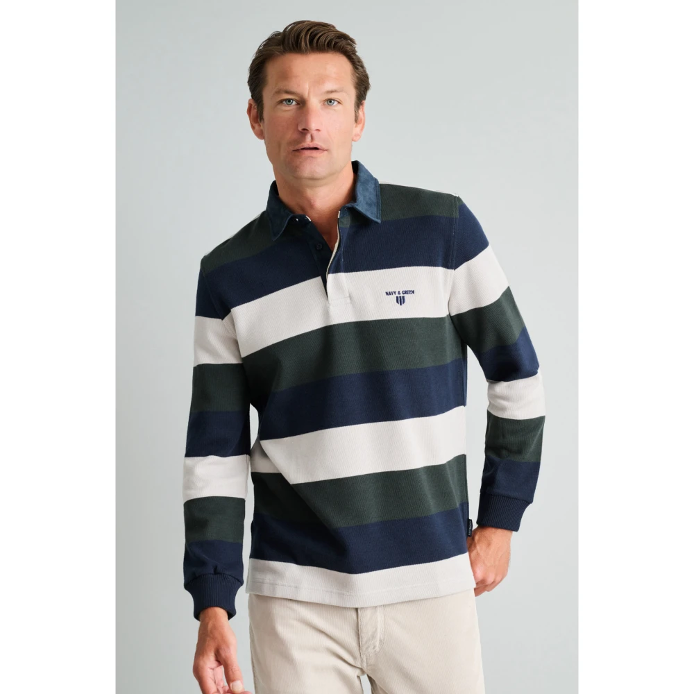 NAVY & GREEN Μπλούζα Πόλο Φερμουάρ Ρίγες Ανδρικό