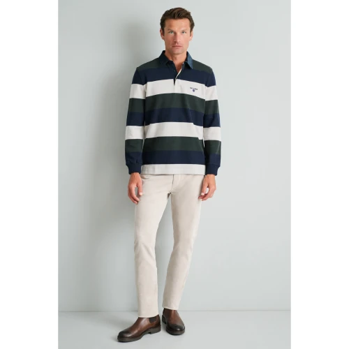 NAVY & GREEN Μπλούζα Πόλο Φερμουάρ Ρίγες Ανδρικό