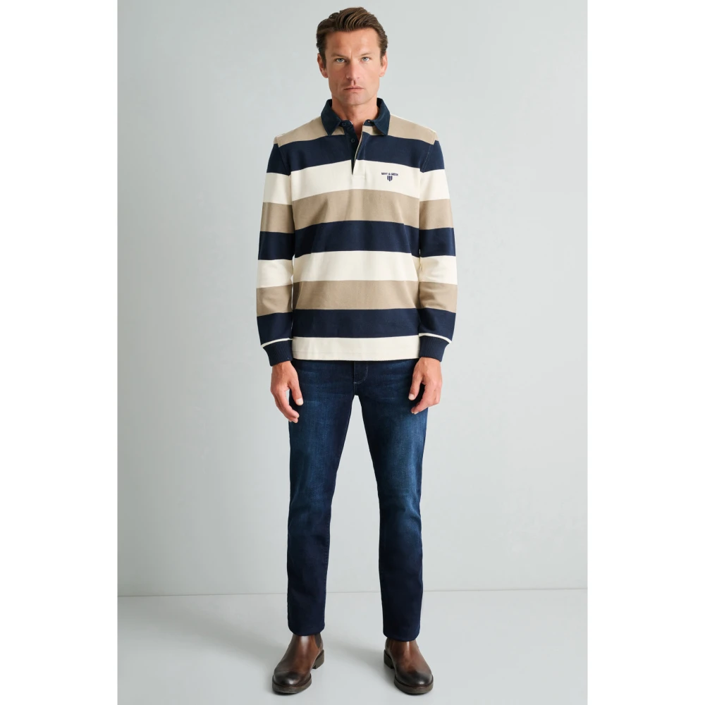 NAVY & GREEN Μπλούζα Πόλο Φερμουάρ Ρίγες Ανδρικό