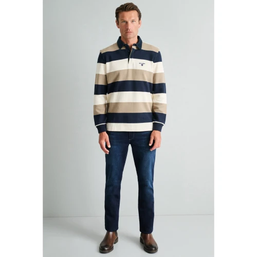 NAVY & GREEN Μπλούζα Πόλο Φερμουάρ Ρίγες Ανδρικό