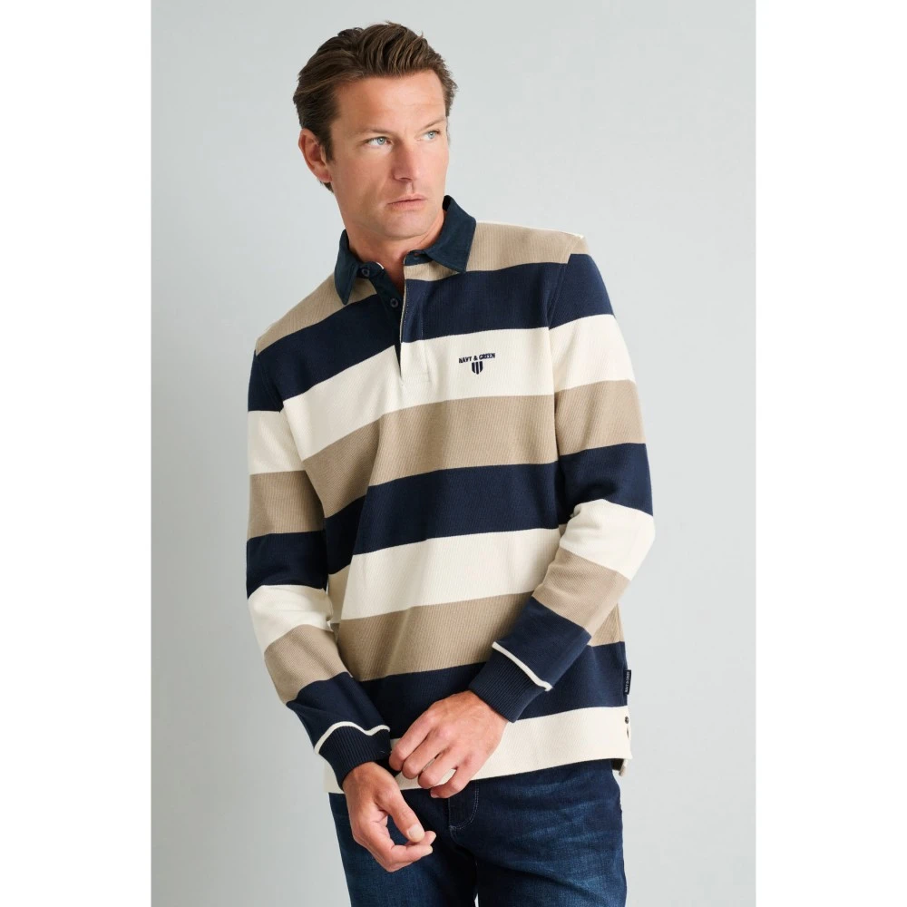 NAVY & GREEN Μπλούζα Πόλο Φερμουάρ Ρίγες Ανδρικό