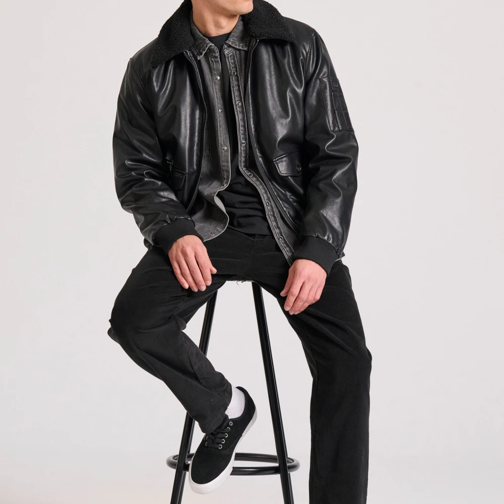 FUNKY BUDDHA Bomber jacket από οικολογικό δέρμα (PU)